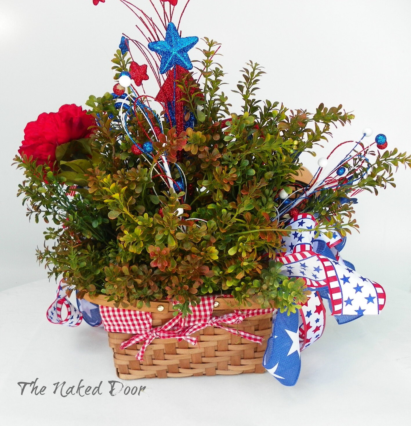 July 4th Picnic Basket Centerpiece With Red Peonies and Etsy