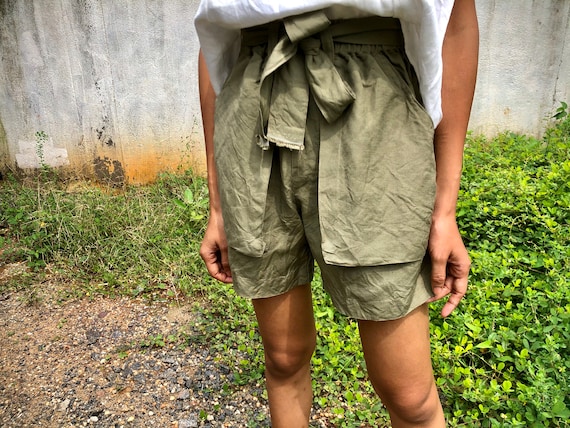 Handmade Linen Shorts // Boho Hipster / Organic Cotton and Linen