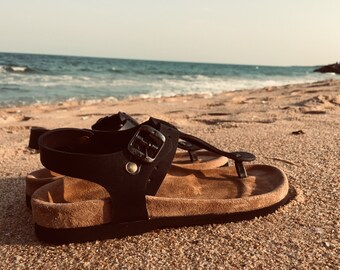Handmade Leather Sandals / Womens Buckle Strap / Indian Leather / Travel / Summer / Footwear