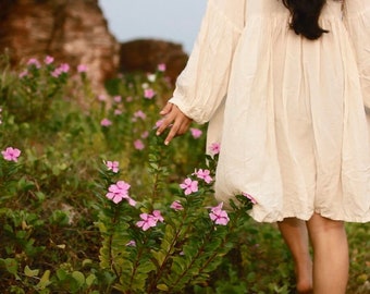 Handmade Dress / Organic Hemp / Custom Clothing / Flax / Off White / Chic / Autumn / Seasonal / Nature / Boho Hipster / Travel / Maternity