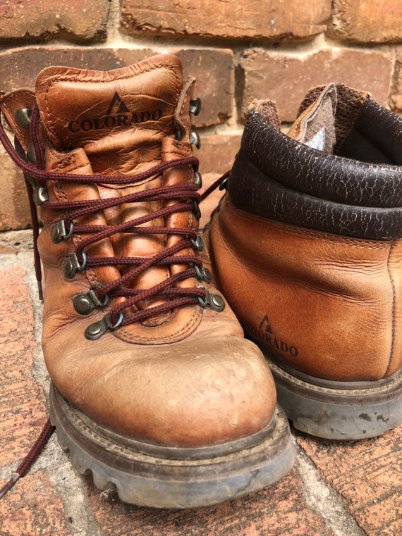 Vintage brown leather hiking boots by Colorado Etsy