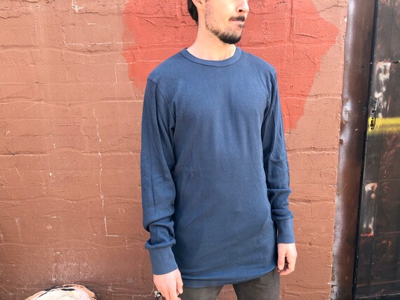 VINTAGE Ribbed Thermal / Steel Blue / Deadstock / 90… - Gem