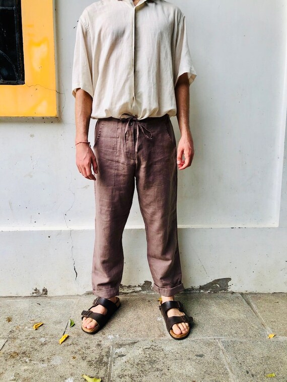 Pantalon en lin beige - L'Intemporel - Fabriqué en France