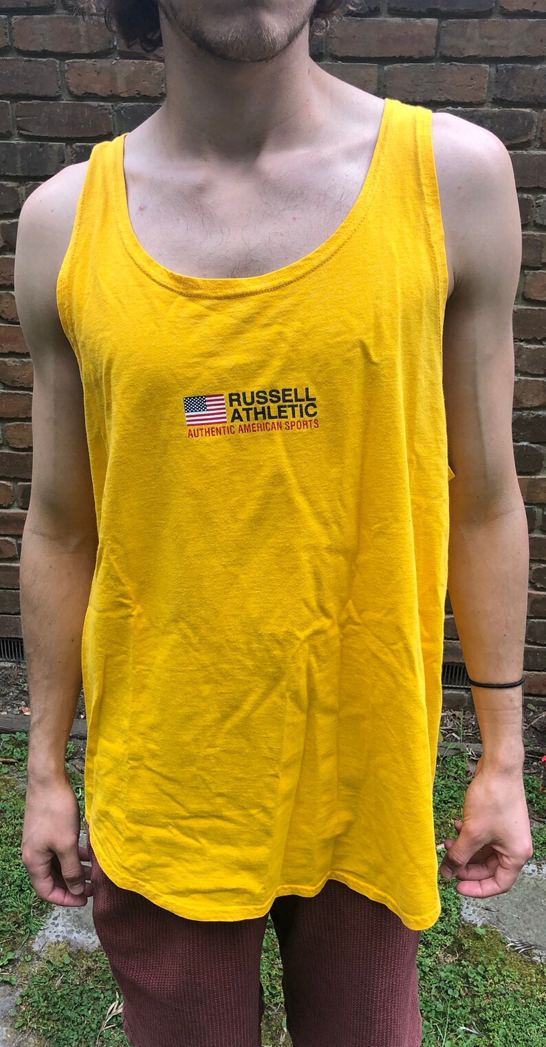 Vintage Russell Athletic Tank Top / Retro Yellow Singlet / 90s Etsy