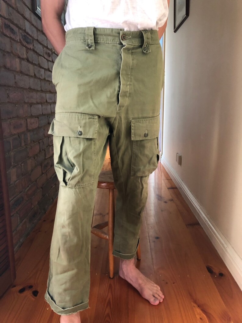 VINTAGE Military Khaki Cargo Pants Etsy