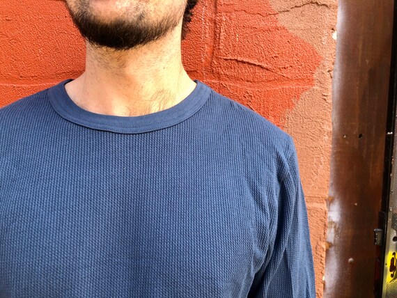 VINTAGE Ribbed Thermal / Steel Blue / Deadstock / 90… - Gem