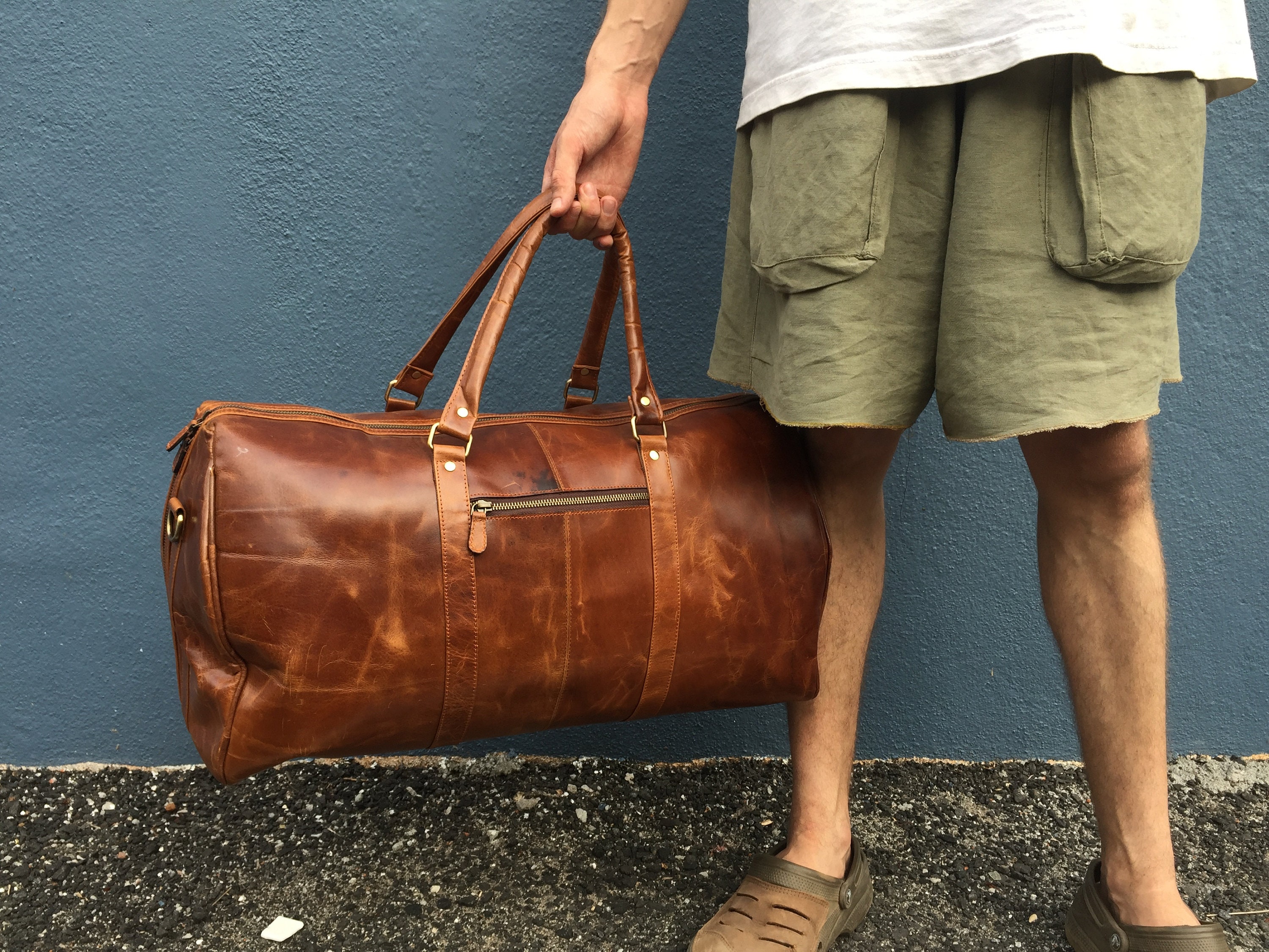 Handmade Duffel Bag / Pure Indian Leather / Made in Kashmir / Travel /  Nomad / Overnight / Daybag / City / Surf / Summer / Spring / Duffle -   Portugal