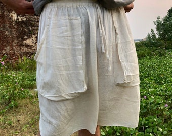 Pantaloncini di canapa fatti a mano / Canapa biologica / Abbigliamento personalizzato / Boho Hipster / India / Bianco sporco / Yoga e meditazione / Unisex / Ecologico