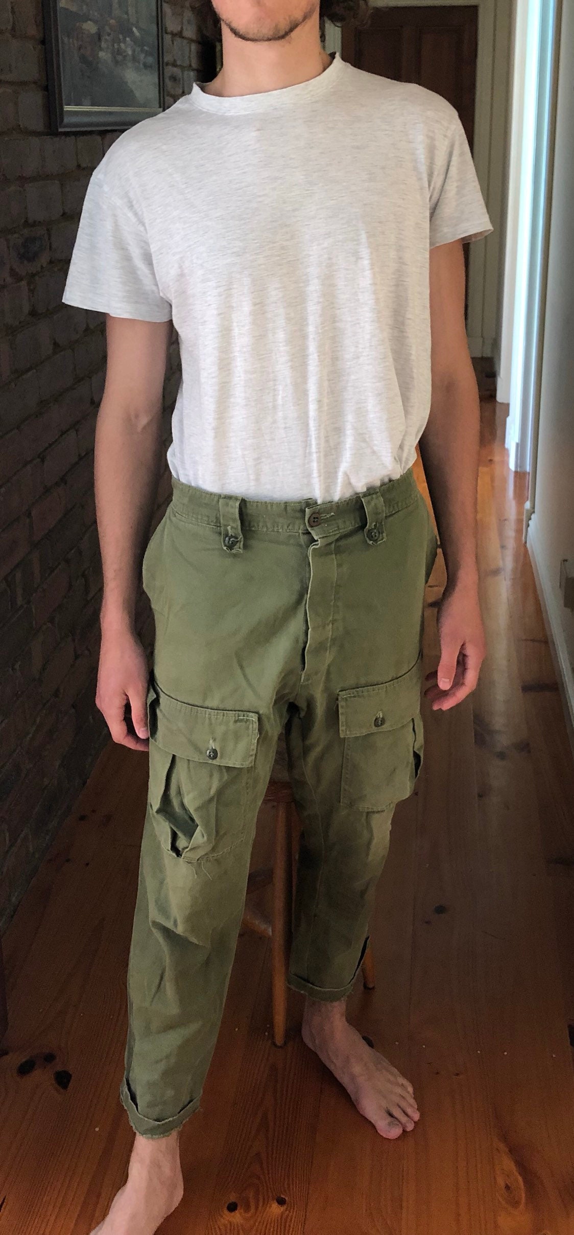 VINTAGE Military Khaki Cargo Pants Etsy