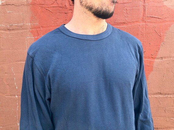 VINTAGE Ribbed Thermal / Steel Blue / Deadstock / 90… - Gem