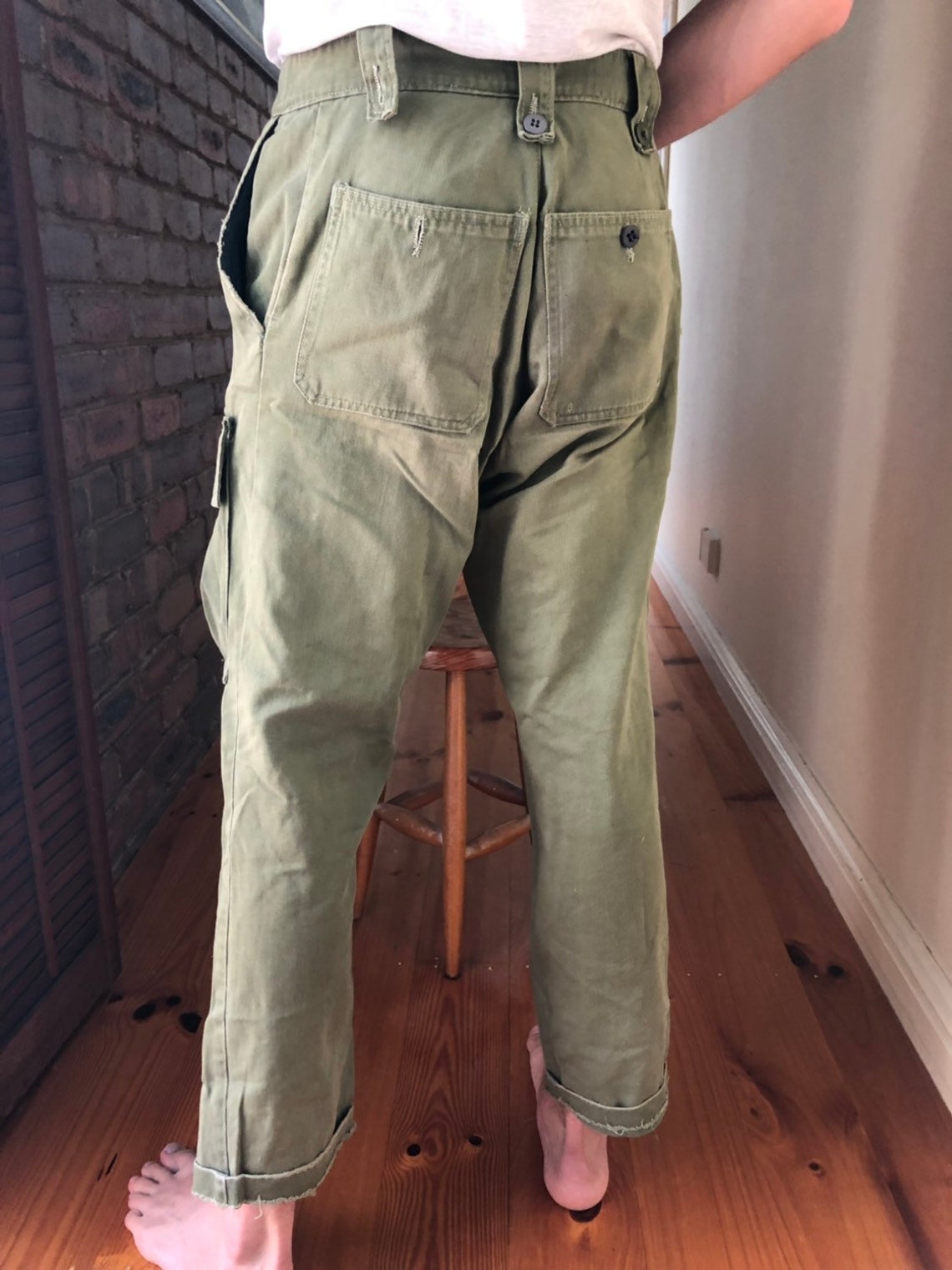 VINTAGE Military Khaki Cargo Pants / Khaki Green / Baggy / Etsy