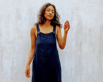 Handmade Linen Dungaree / Artist & Painter Overalls / Boho Hipster / Custom Clothing / India / Jumpsuit / Summer / Spring / Creator / Gift