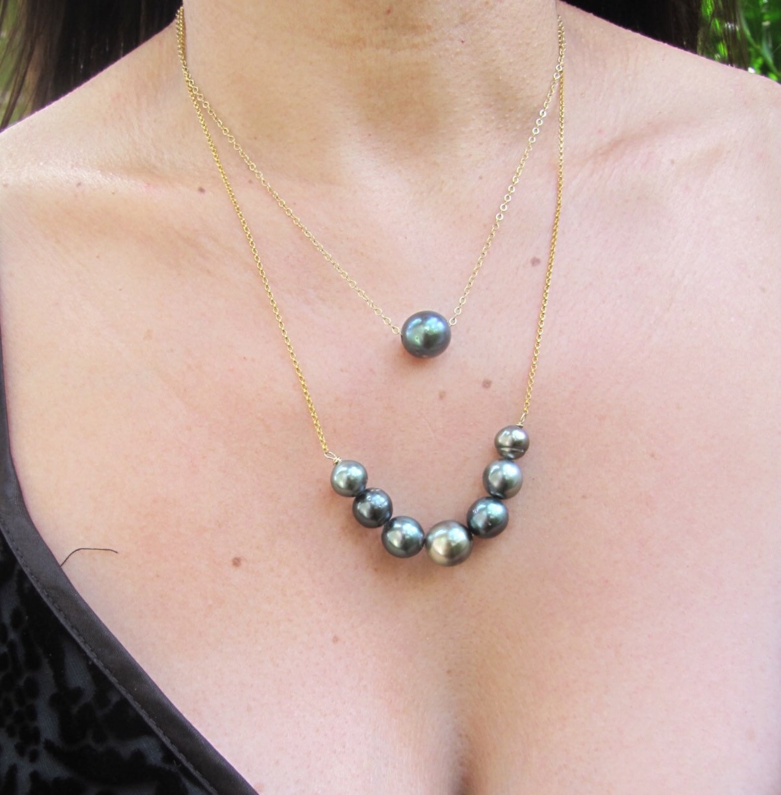 Exquisite Elegant 7 Tahitian Pearl Necklace on 14K Gold Filled Etsy