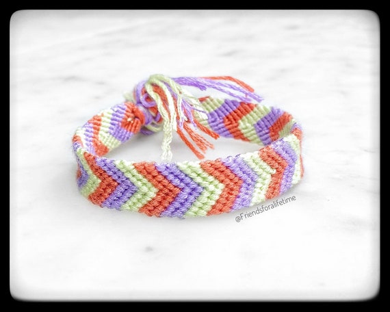 Buy Multicolored Braided Chevron Friendship Bracelets, Cotton Knotted  Diagonal Striped Boho Chic Handmade Bracelet Online in India - Etsy