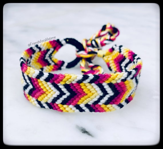 Buy Multicolored Fall Colored Chevron Friendship Bracelets, Handmade  Striped Surfer Girl Wristbands, VSCO Girl Accessories Ready to Ship Online  in India - Etsy