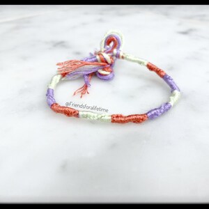 Handmade Mint Green Purple Pink Spiral Friendship Bracelet: Cotton Knotted, Boho Chic Macrame Mermaid Surfer Girl Bracelet - Ready to Ship