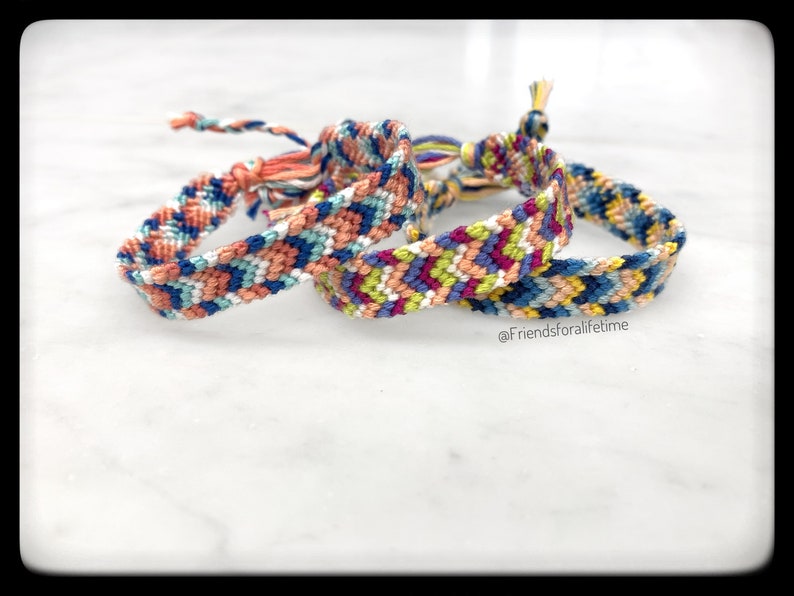 Colorful Friendship Bracelet Gifts for Him or Her Thin String Braided Bracelets Handwoven Custom Refracted Chevron Friendship Bracelets