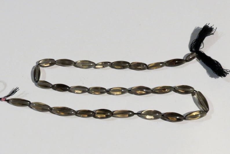 14 strand of 5x12mm long smooth round oval #QTZ-052 Quartz Approx 30 natural brown gemstone beads Smokey