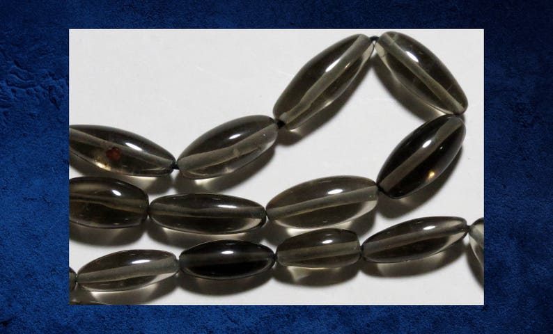 14 strand of 5x12mm long smooth round oval #QTZ-052 Quartz Approx 30 natural brown gemstone beads Smokey