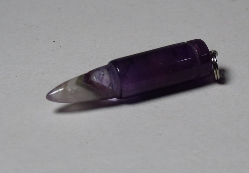 Large bullet-cut pendant with natural purple gemstone and silver accent Amethyst #GPEN-257