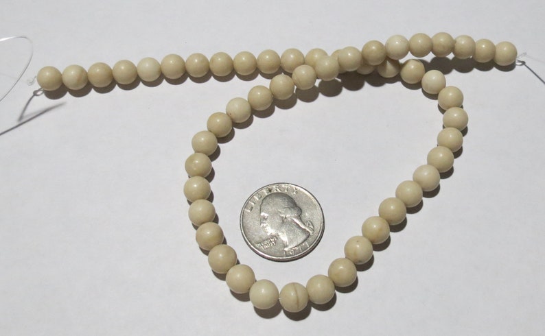 15 strand of 6mm round ball Natural bone white stone beads Fossil Stone #FOSS-001