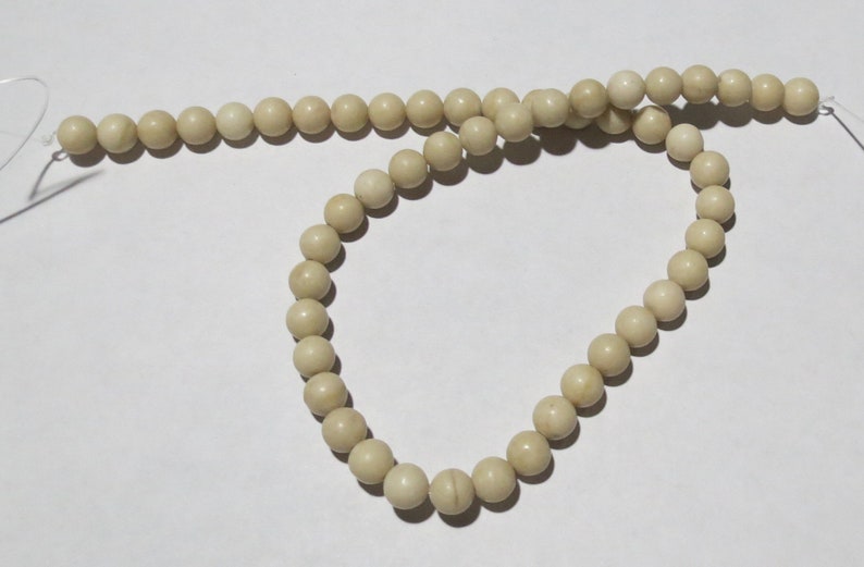 15 strand of 6mm round ball Natural bone white stone beads Fossil Stone #FOSS-001