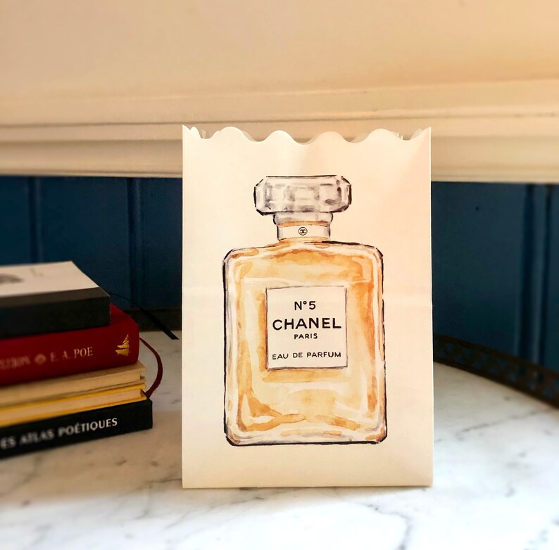 Candle bag with Chanel perfume illustration Paper lantern Etsy