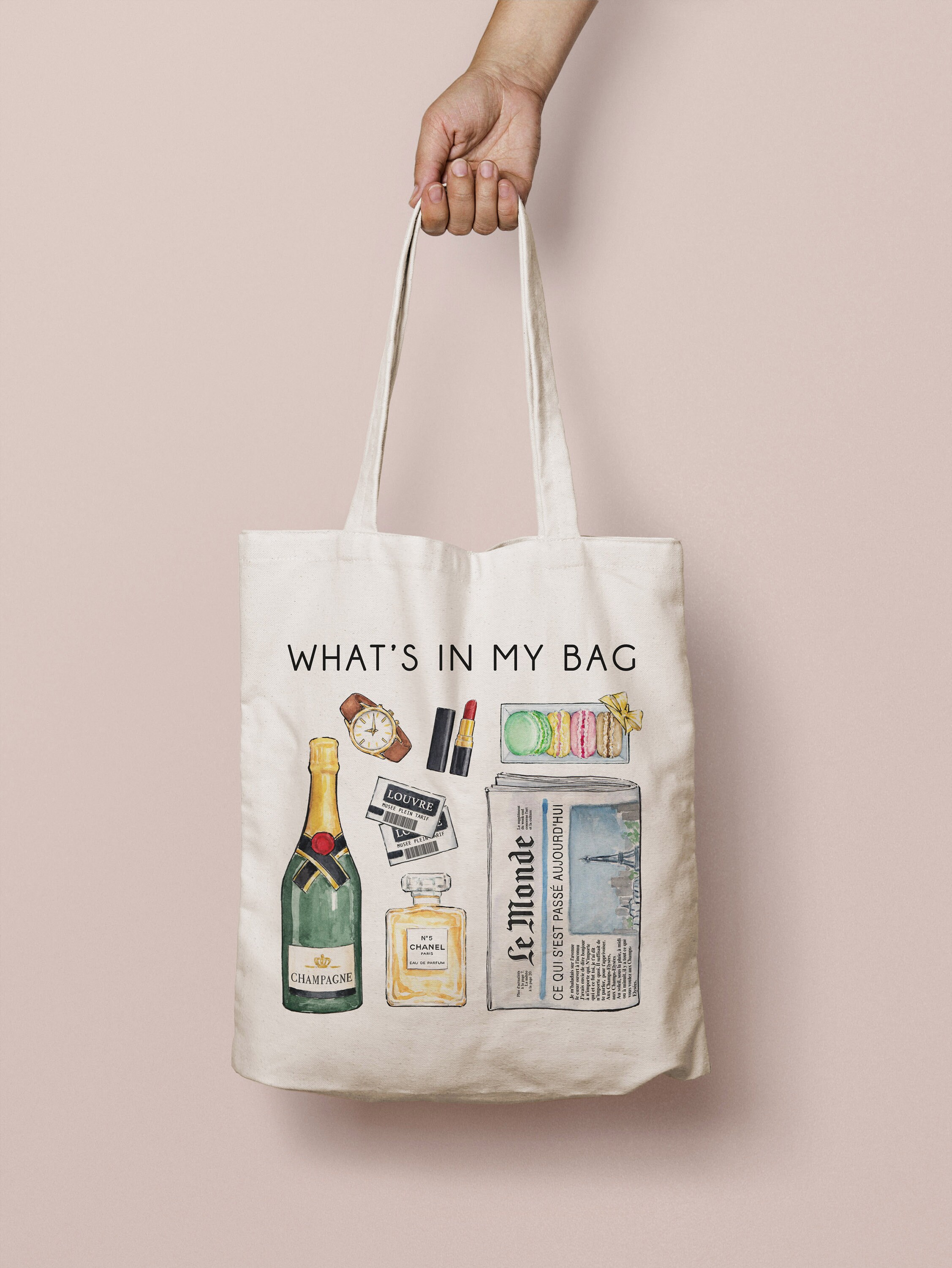 Paris Tote Bag Canvas Bag With Illustrations Organic Cotton Etsy