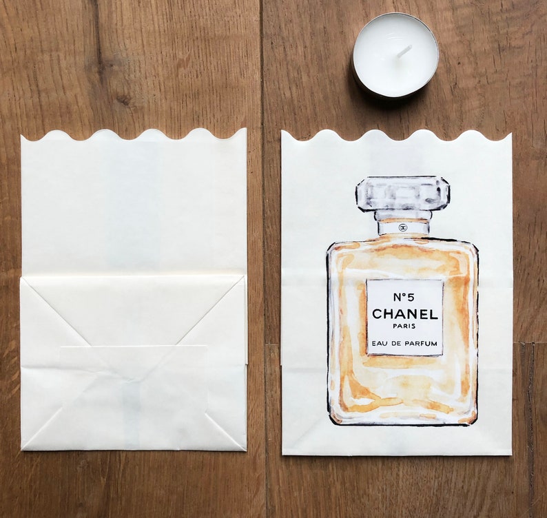 Candle bag with Chanel perfume illustration Paper lantern Etsy