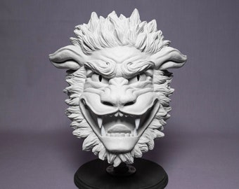 Komainu Lion-Dog Mask - Unpainted resin cast - For cosplay or display