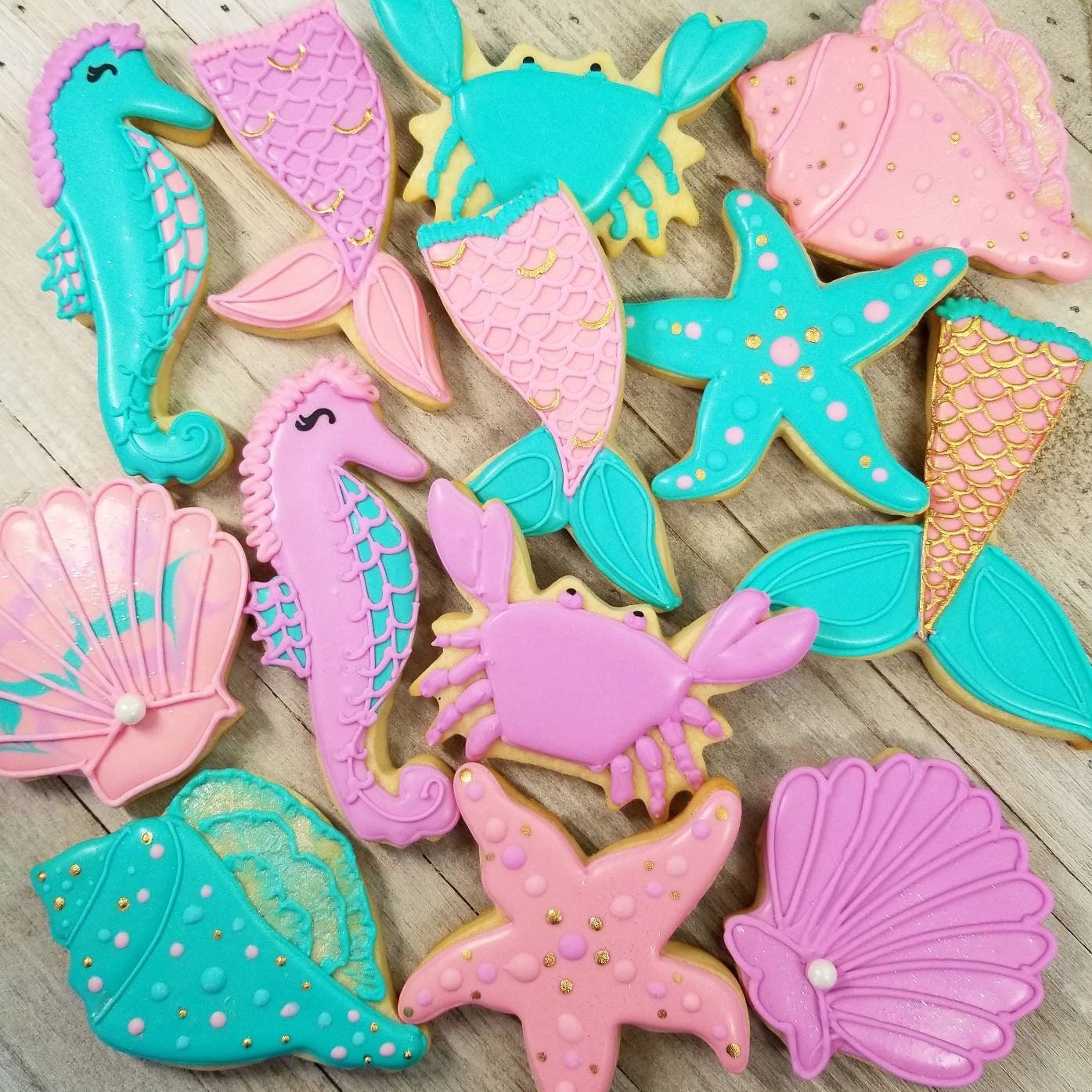 Seashell cookies mermaid cookies mermaid party Etsy