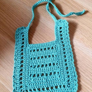 Baby bib, aqua crochet heirloom  vintage bib feeder, dribble bib, absorbent, special occasion,  baby gift, baby shower, christening