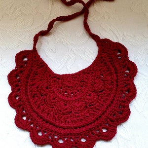 Beautiful hand crochet christening newborn baby bib feeder in absorbent cotton
