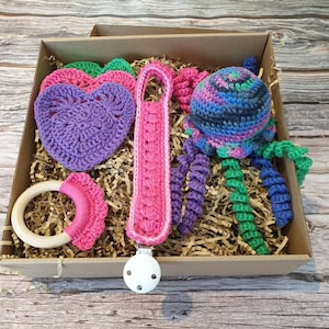 Baby Geschenkkorb - Baby Geschenk Box - Baby-Dusche - NICU Frühchen Geschenk - Neugeborene - Oktopus Teddy - kommt mit persönlicher Nachricht Karte