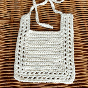 Baby dribble bib, absorbent crochet baby bib feeder in soft cream cotton, baby shower, christening, baptism, baby gift