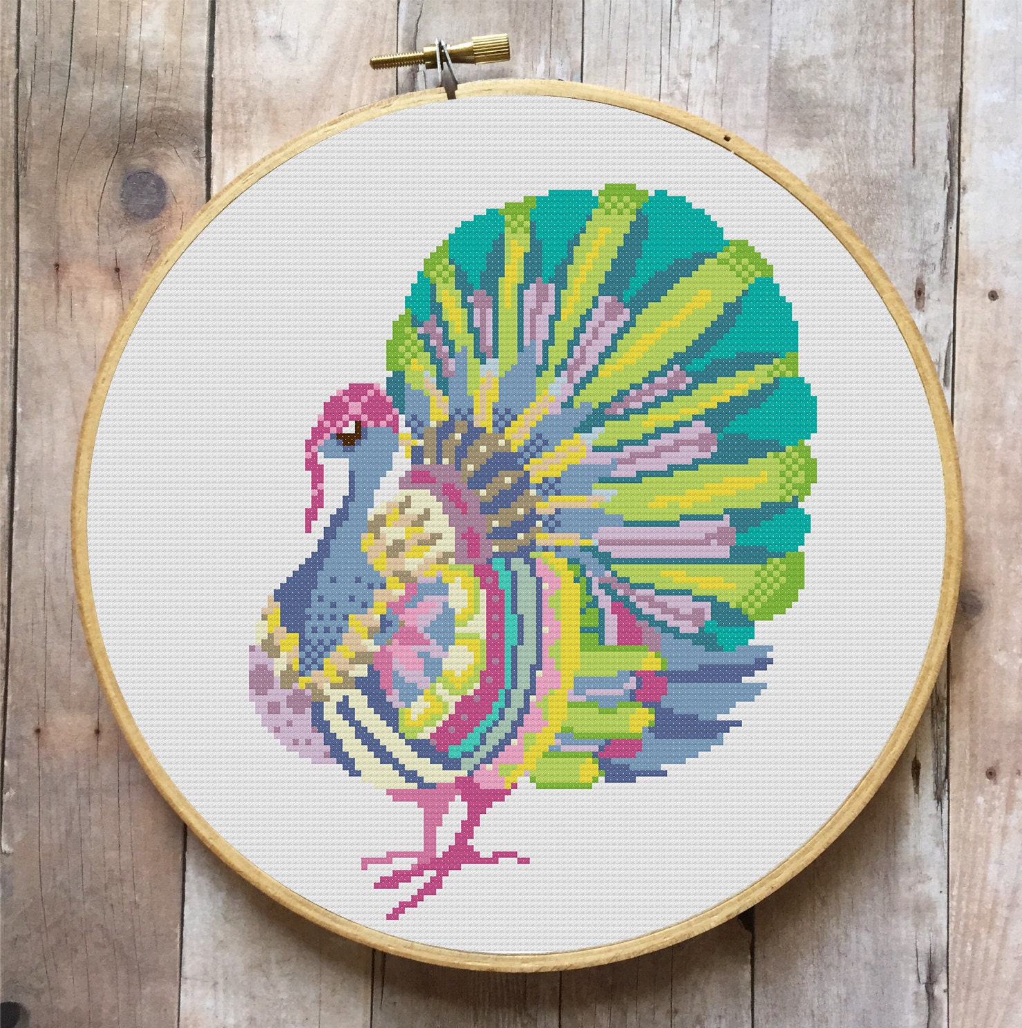 Turkey Cross stitch pattern modern Geometric chiken nursery Etsy