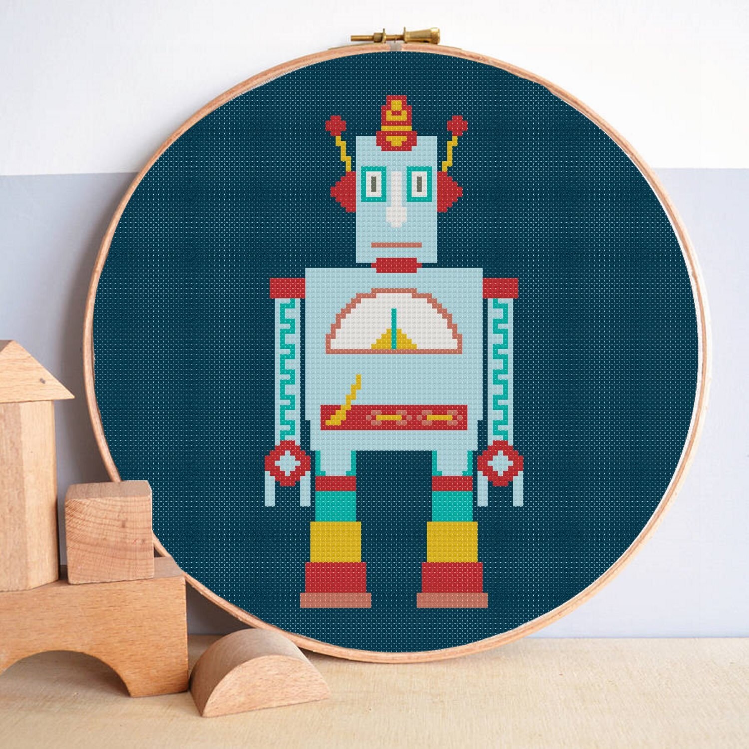 Cross stitch pattern modern Robot cross stitch pattern for Etsy