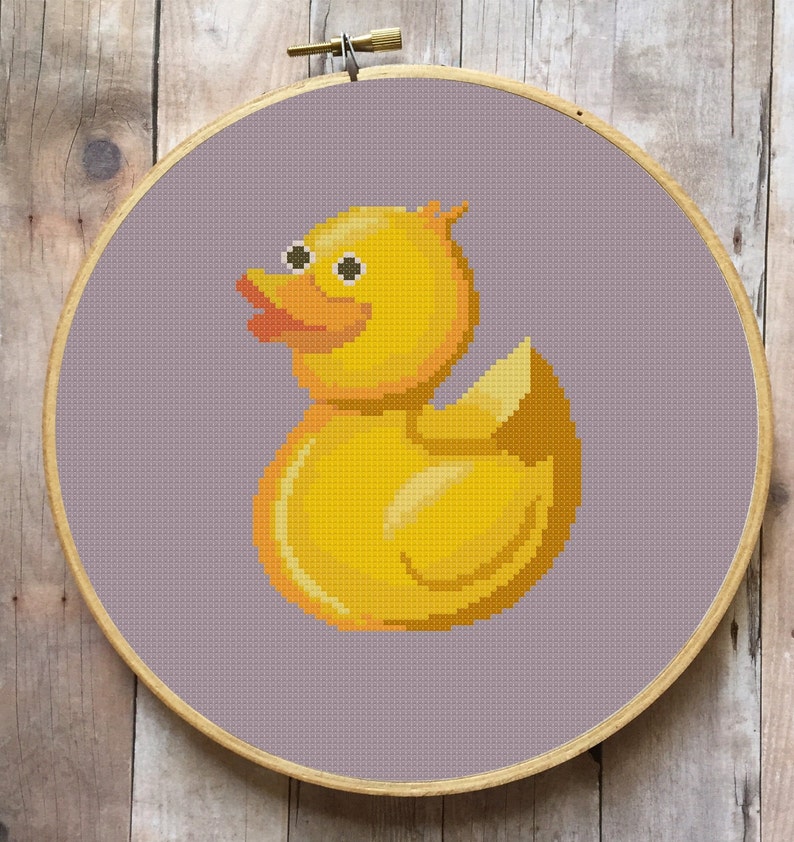 Cross stitch pattern modern duck yellow duck embroidery Cute | Etsy