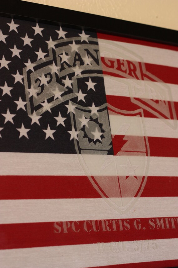 Framed American Flag with Etched Army Ranger Emblem Etsy