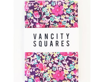 Beautiful Garden - Pocket Square with Pink and Purple Floral Print.