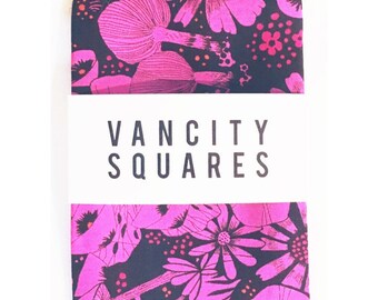 Acid Mushrooms - Black Pocket Square with Mushroom and Floral Print.