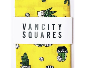 Funky Cactus - Yellow Pocket Square with Cactus Print.