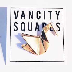 Origami Crane Gold Pin