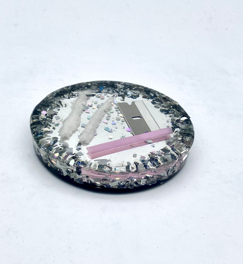 Cocaine Glitter Coasters Funny Paperweight Coffee Table Art