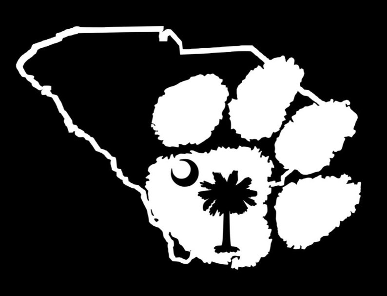 South Carolina SC State Outline With Palmetto Moon 6" Wide Decal Sticker - Premium 6-Year Vinyl