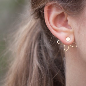 Star blossoms. Ear jackets made of matt brass