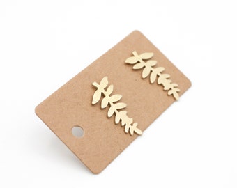 Fern. 23 mm hand-soldered brass and stainless steel earrings