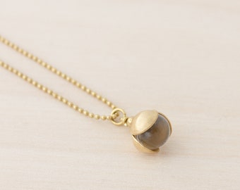 Glass ball bud - brass necklace 38-42 cm or 46-50 cm