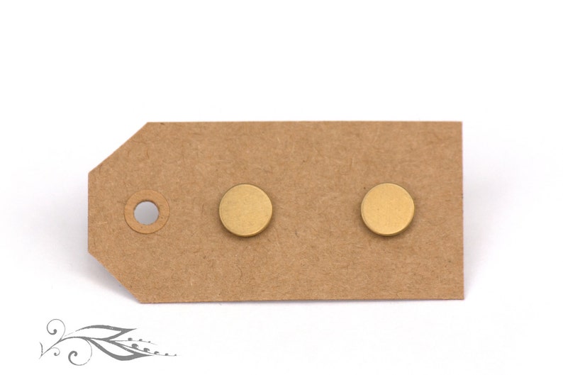 Mini circles 8 mm hand soldered brass and stainless steel stud earrings image 7