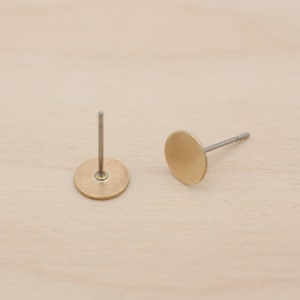 Mini circles 8 mm hand soldered brass and stainless steel stud earrings image 5